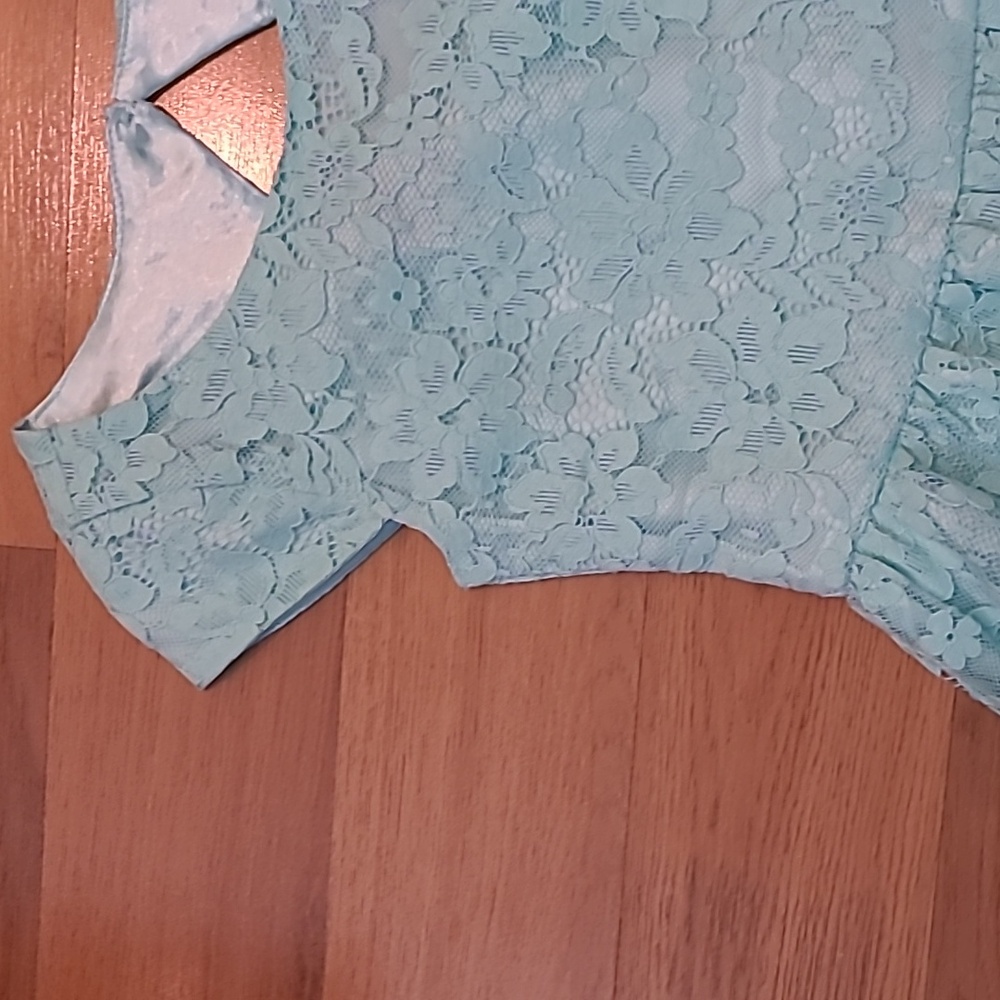 Mint Lace Kids Dress - Picture 2 of 5